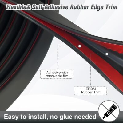 1/16" Rubber Edge Trim, Self Adhesive U Channel, 20Ft - Image 4