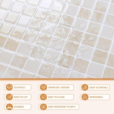 16 Sheets Beige Peel and Stick Backsplash for Kitchen - Image 9