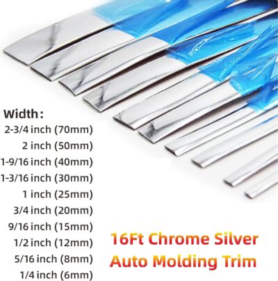 16Ft Chrome Silver Car Molding Trim Scratch-Proof (1/4 inch)