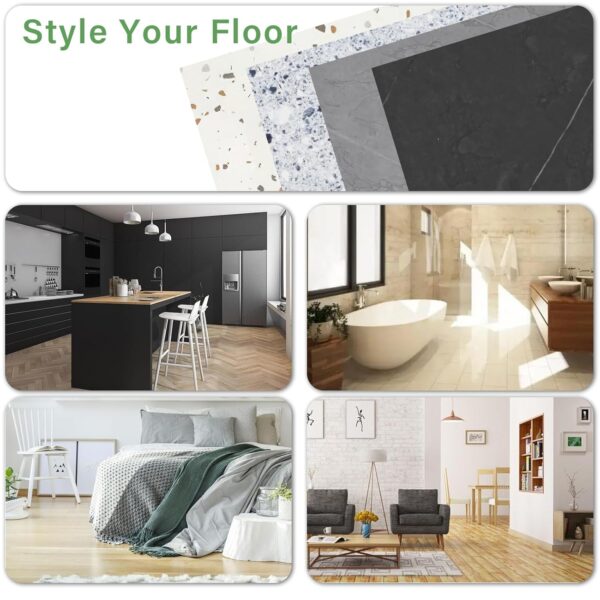 20-Pack Peel and Stick Vinyl Floor Tiles, White Vein Marble - Image 4