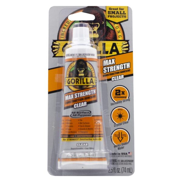 Gorilla Max Strength Clear Adhesive, 2.5oz, Pack of 2 - Image 2