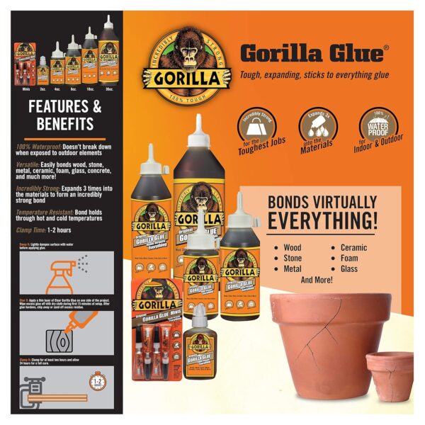 Gorilla Minis Waterproof Glue, 4 Tubes, Brown - Image 4