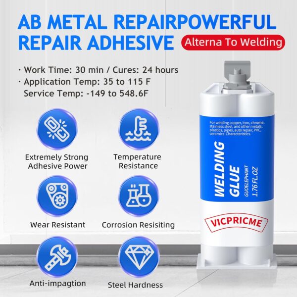 Metal Epoxy Glue for Metal, Plastic, Ceramic (3 pcs) - Image 2