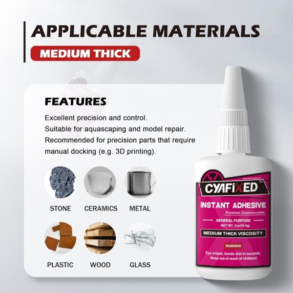 Medium-thick CA glue for 3D printing and hobby models. - Image 5