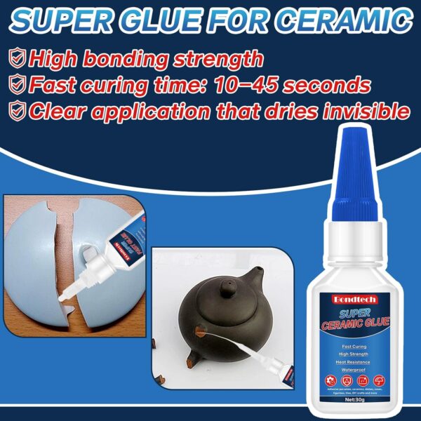 Clear Ceramic Glue 30g*2, Porcelain Repair, Waterproof, Heat-Resistant - Image 2