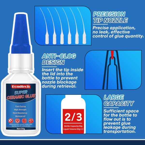 Clear Ceramic Glue 30g*2, Porcelain Repair, Waterproof, Heat-Resistant - Image 5