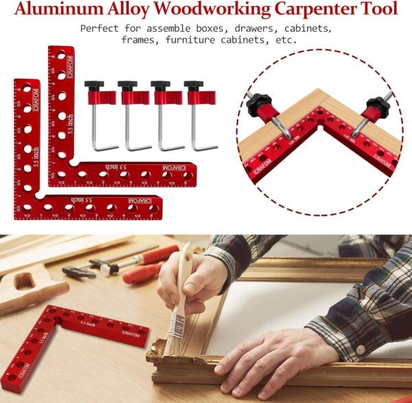 Corner Clamping Squares Set for Woodworking, Aluminum Alloy Clamp - Image 4