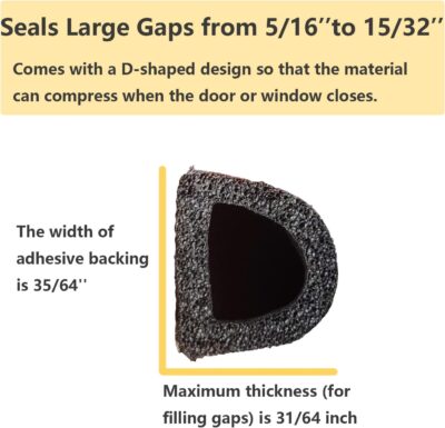 18ft Self-Adhesive Weather Stripping Seal for Doors/Windows - Image 3