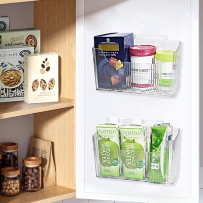 2 Pack Adhesive Cabinet Door Organizer (Clear) - Image 3