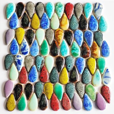 200g Random Color Raindrops Mosaic Tiles for DIY Home Decor