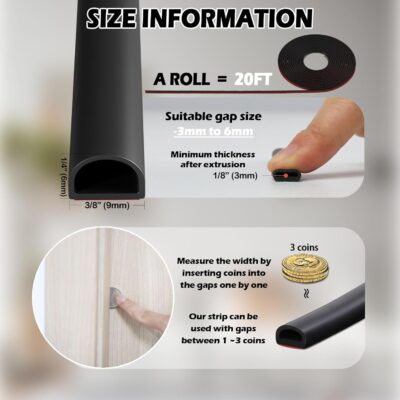 20FT Self Adhesive D Shaped Door Seal Strip - Image 4