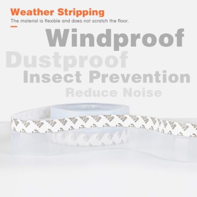 26ft Silicone Seal Strip for Door Draft Stopper (Transparent, 45MM) - Image 2