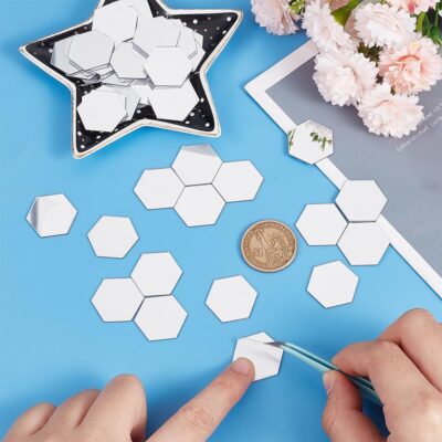 300pcs Self-Adhesive Hexagon Mirror Mosaic Tiles for DIY Crafts - Image 3