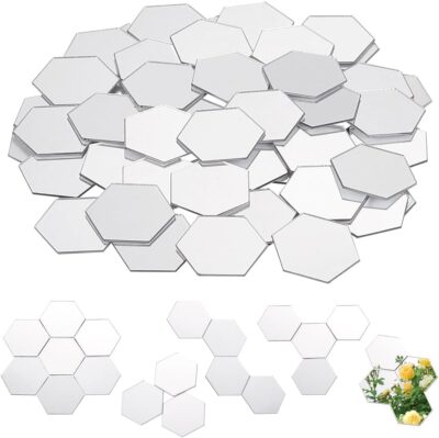 300pcs Self-Adhesive Hexagon Mirror Mosaic Tiles for DIY Crafts