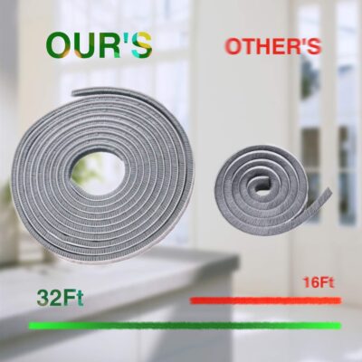 32.8 Ft Self Adhesive Seal Strip for Windows and Doors, Gray - Image 2