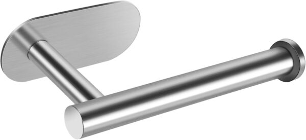 Adhesive Toilet Paper Holder - Brushed Nickel, Stick-On Wall Mount