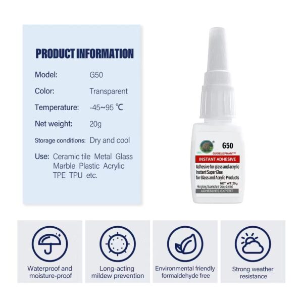 20g Glass and Acrylic Adhesive for Repair and Bonding - Image 3