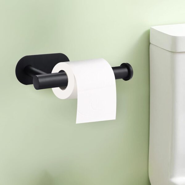 Matte Black Adhesive Toilet Paper Holder - Rustproof Stainless Steel - Image 4