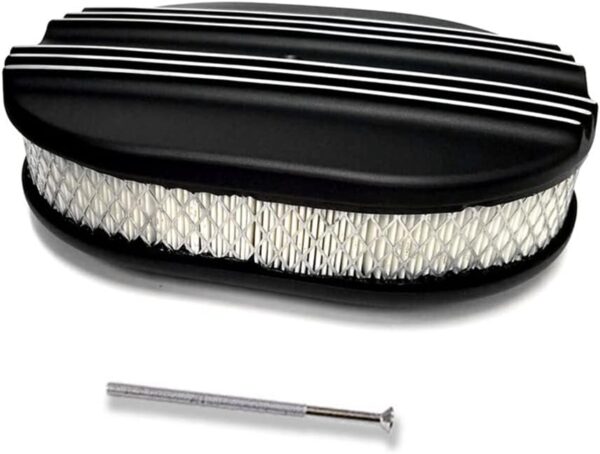 12" Oval Half Finned Black Aluminum Air Cleaner for Classic Cars - Image 7