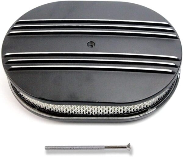 12" Oval Half Finned Black Aluminum Air Cleaner for Classic Cars