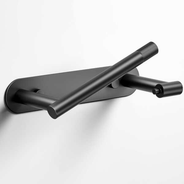 Black Swivel Toilet Paper Holder - Adhesive or Screw Mount