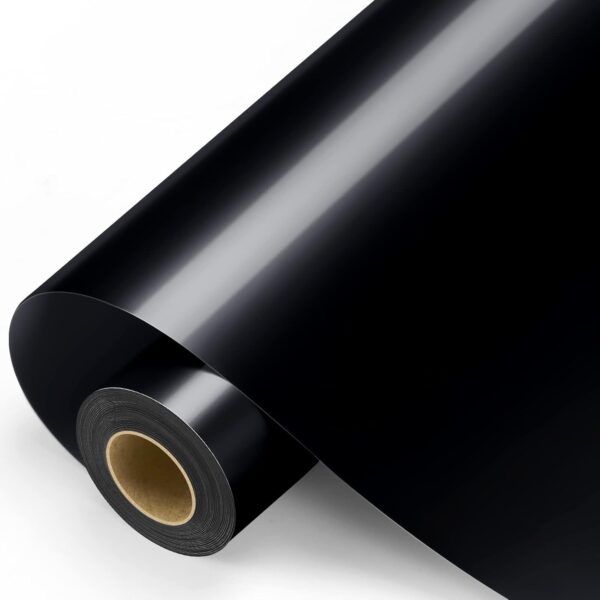 Glossy Black Permanent Vinyl Roll for Cutting Machine, Outdoor Use