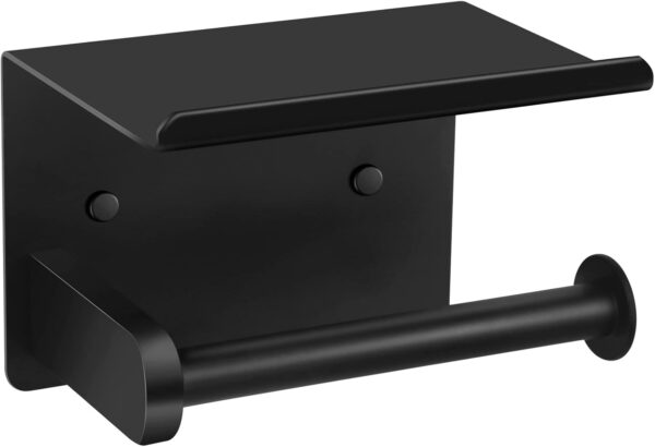 Matte Black Toilet Paper Holder with Shelf, Wall Mount