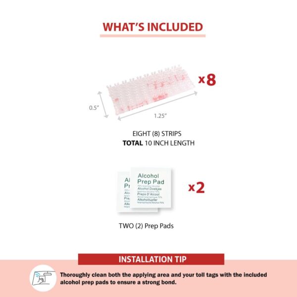 EZ Pass Mounting Strips - 8pcs with Adhesive/Easy Installation - Image 2