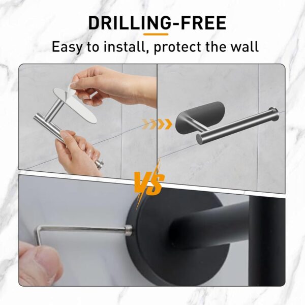 Rustproof Adhesive Toilet Paper Holder, Stainless Steel, No Drilling - Image 3