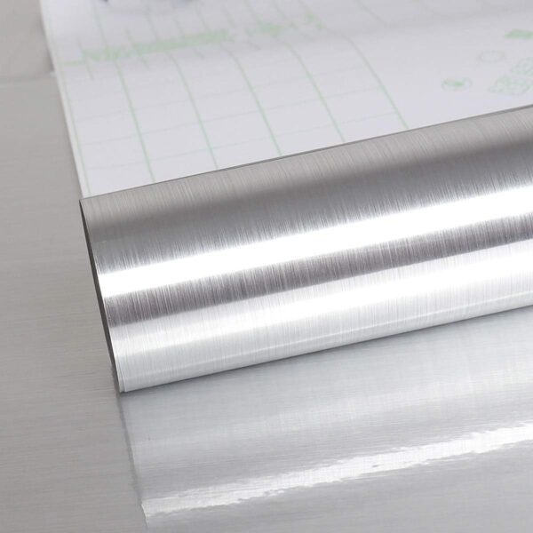 VEELIKE Silver Stainless Steel Contact Paper for Metal Surfaces