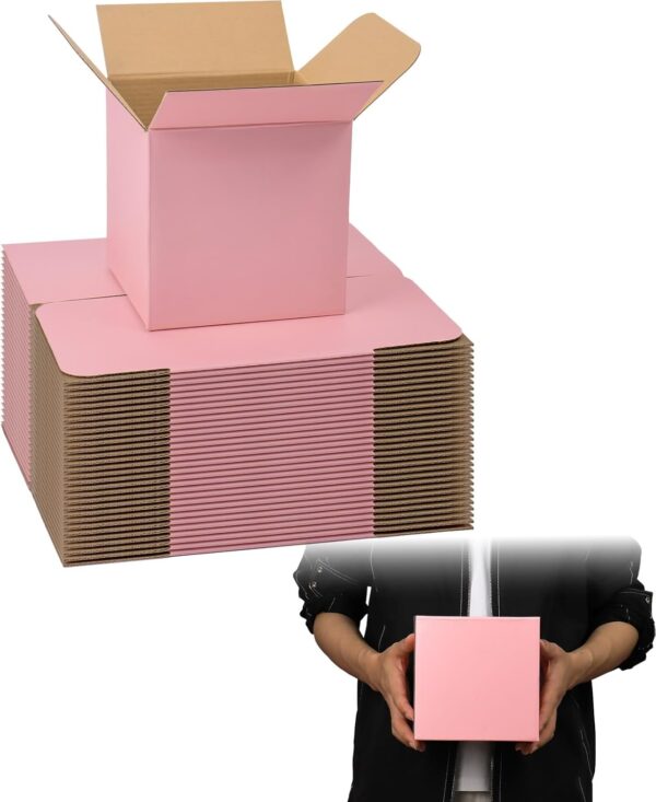 30 Pack Small Pink Shipping Boxes 6x6x6 Inches