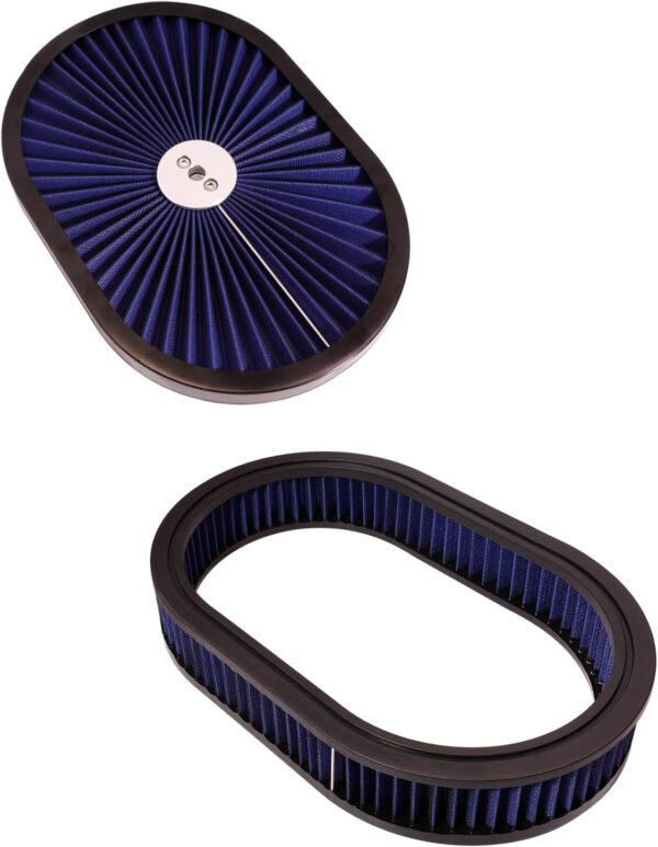 12x2" Oval Air Cleaner Filter Assembly 5-1/8" Carb Neck (Blue) - Image 5