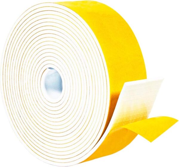 Yotache White Foam Rubber Seal Strip Tape 2"x1/8", 16ft