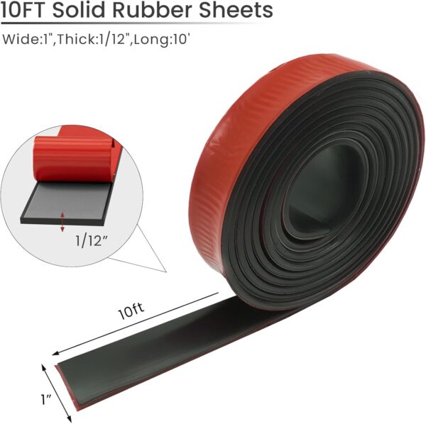 Neoprene Rubber Strips with Adhesive Backing (W:1",T:1/12",L:10') - Image 2