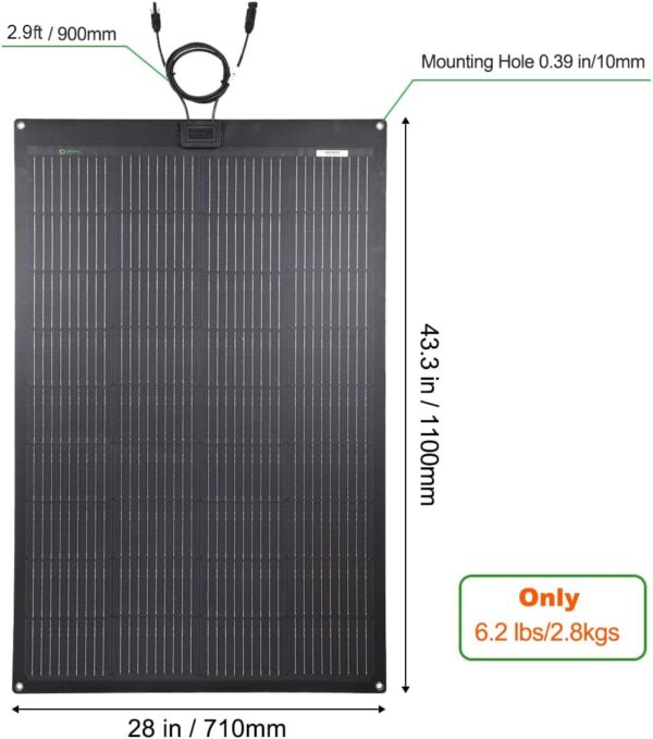 150W 12V Black Flexible Solar Panel for Campers, RVs - Image 2