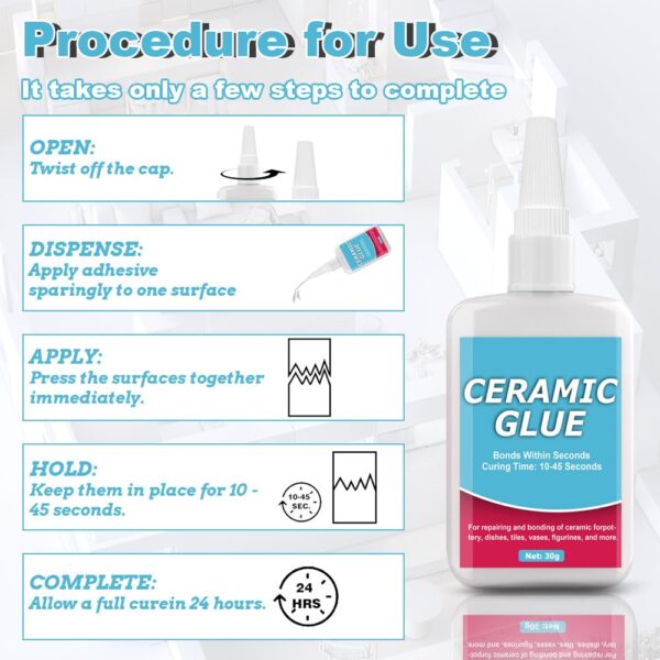 30g Ceramic Glue: Waterproof, High Temperature Resistant, No Smell - Image 6