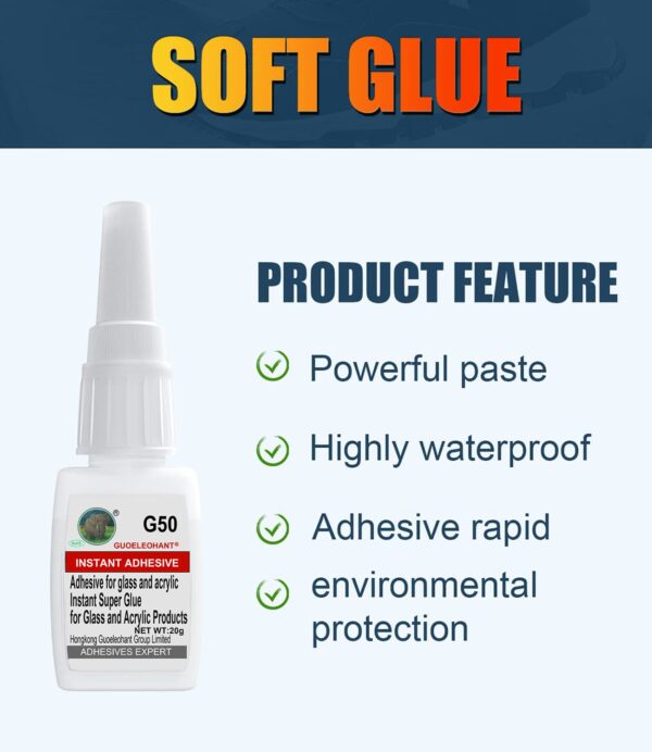 20g Glass & Acrylic Glue: Instant Bond for Glass & Acrylic, Versatile Adhesive - Image 3