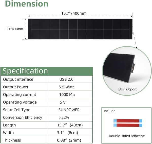 5V/5W Solar Panel USB Charger for Various Devices - Image 2