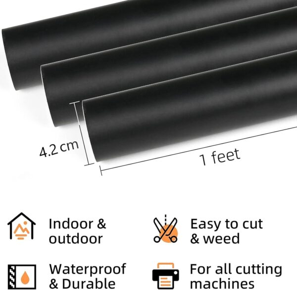 Matte Black Permanent Vinyl Roll for Cricut and Silhouette - Image 3