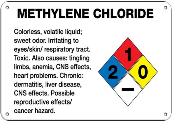 Methylene Chloride Label Sticker 10x7 - Irritating Eyes/Skin/Respiratory