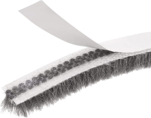 METALLIXITY Adhesive Brush Seal Weather Stripping, Gray, 16.4ft