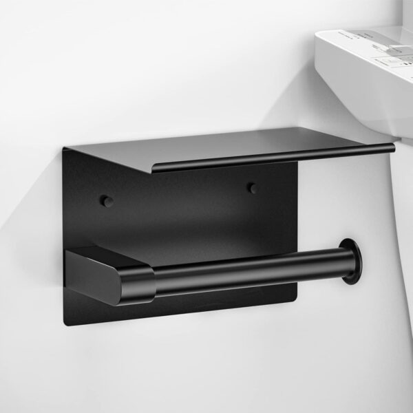 ASTOFLI Black Wall Mount Toilet Paper Holder with Shelf