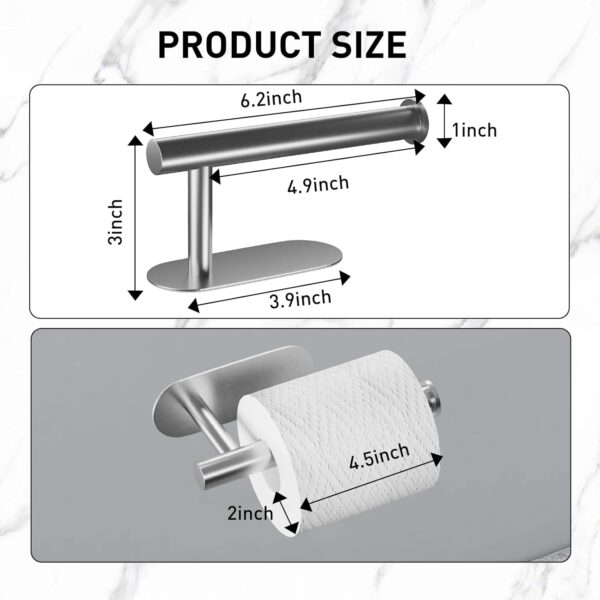 Rustproof Adhesive Toilet Paper Holder, Stainless Steel, No Drilling - Image 2