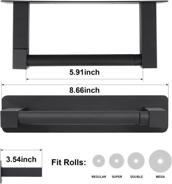 Matte Black Adhesive Toilet Paper Holder - No Drilling - Image 7