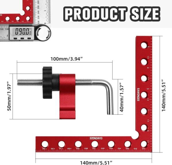 EAWONGEE 90 Degree Positioning Squares (2 Pack) for Woodworking - Image 2