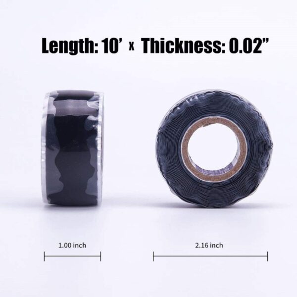 Black Self-Fusing Silicone Tape, 1inx10', Heavy Duty, Leak Proof - Image 2