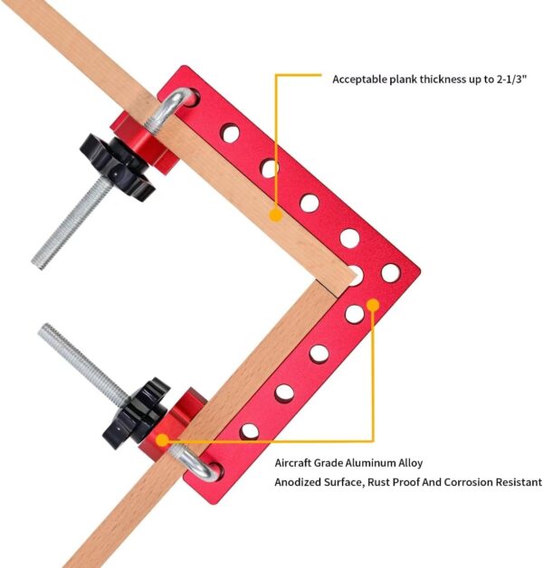 Aluminum corner clamps for woodworking, 4 pack 5.5" - Image 3