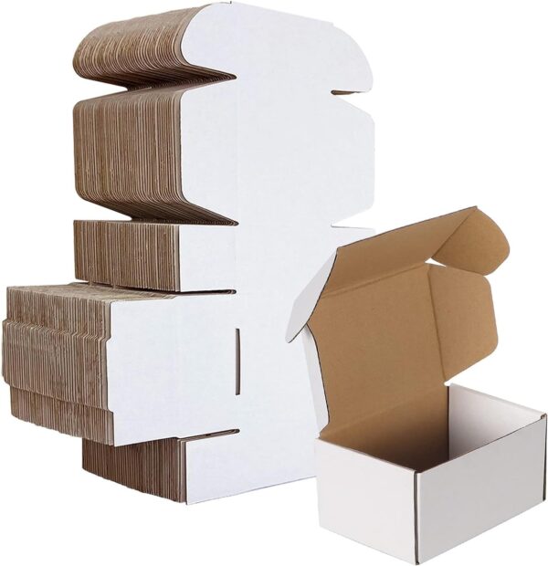 50 White Corrugated Cardboard Shipping Boxes, 6x4x3 inches