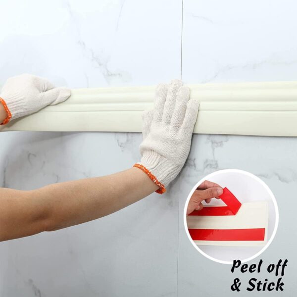 Flexible Self-Adhesive Baseboard Molding, 4" x 16.4 Ft, Cream White - Image 5