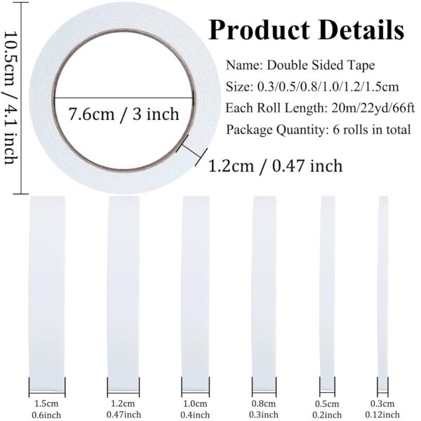 6 Rolls Double-Sided Tape for Crafts and Arts - Image 2